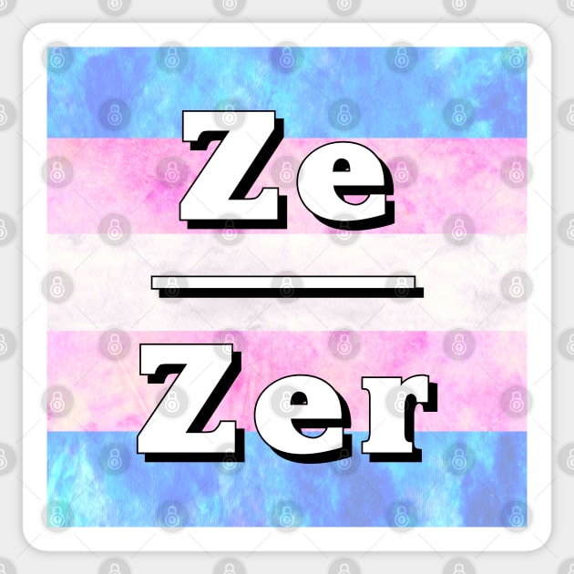 Ze-Zir Pronouns: Trans Pride Sticker by Tiger Torre